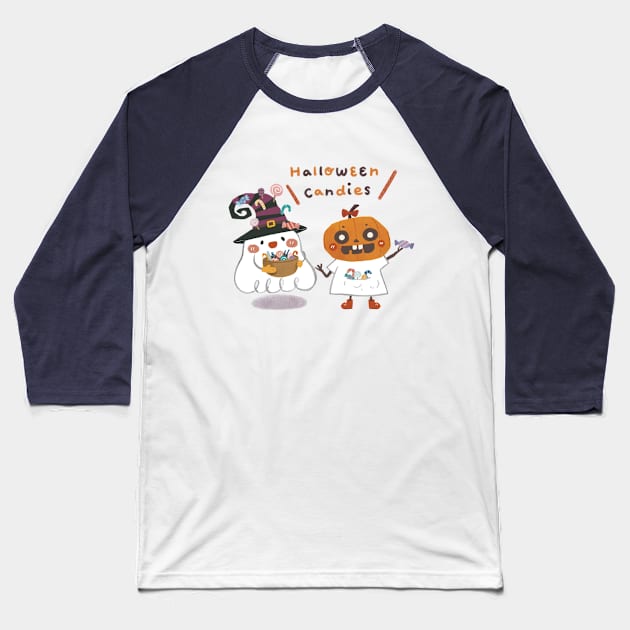 Halloween candies Baseball T-Shirt by Mollyluo.draws